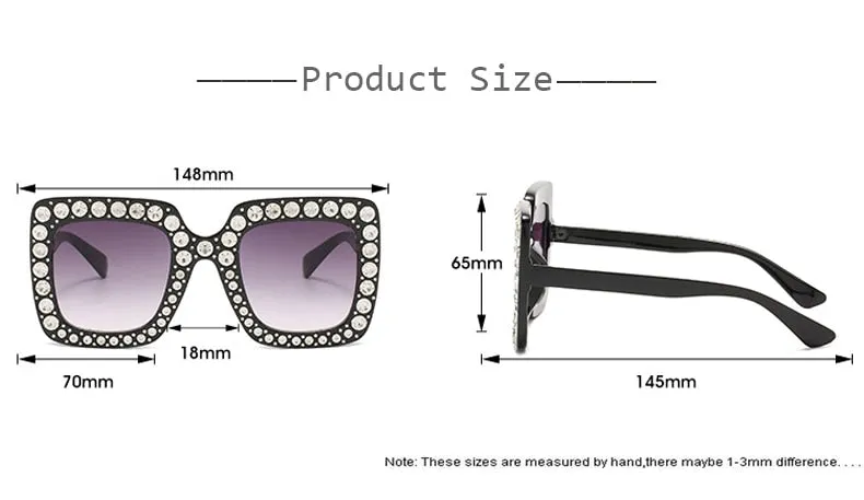 Maran Nerd Chic Oversized Rhinestone Square Sunglasses - 10 Colors