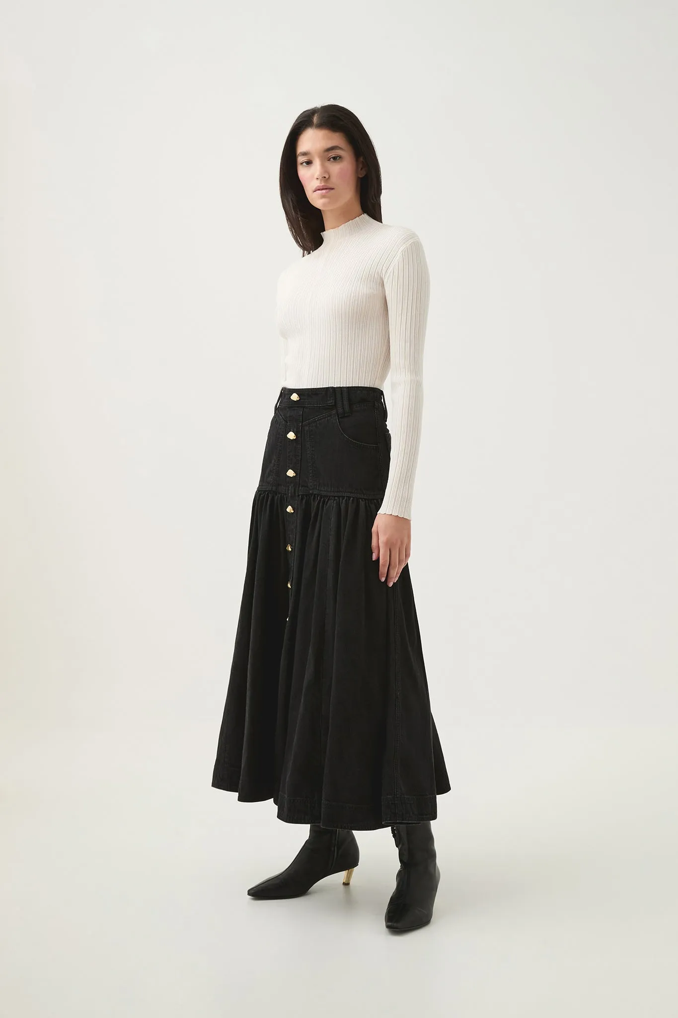 Maya Belmond Denim Midi Skirt