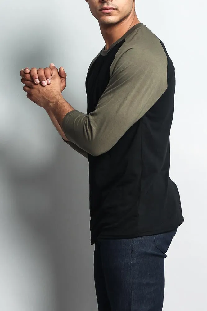 Men's Baseball T-Shirt (Black/Olive)