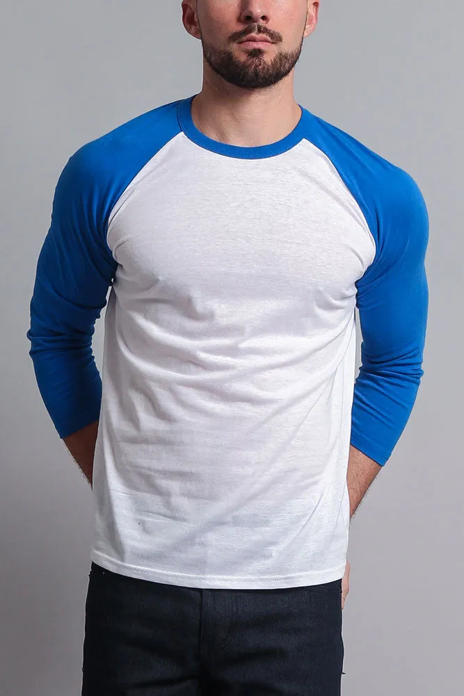 Men's Baseball T-Shirt (White/Royal Blue)