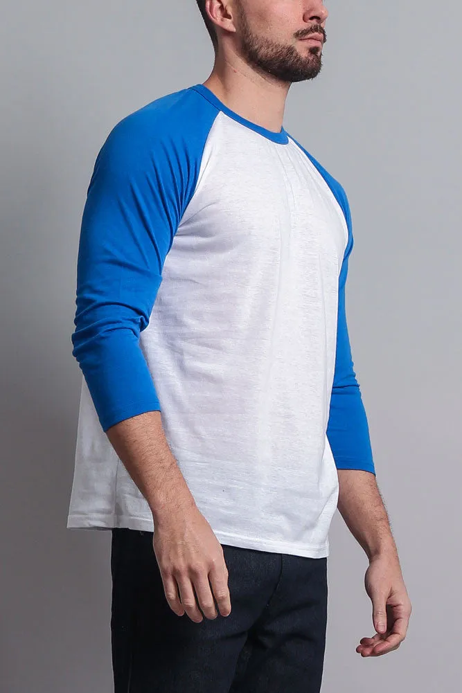 Men's Baseball T-Shirt (White/Royal Blue)