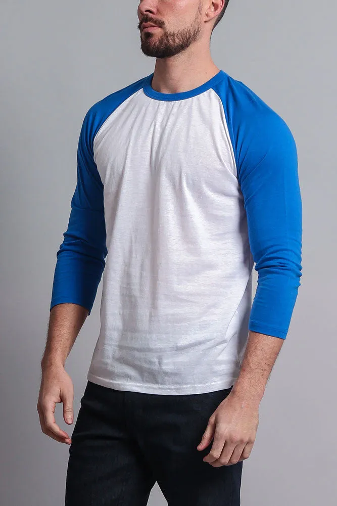 Men's Baseball T-Shirt (White/Royal Blue)