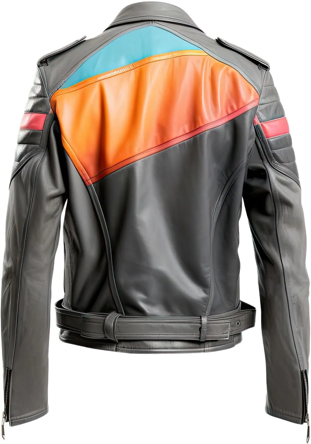 Mens Black Biker Genuine Sheepskin Notch Lapel Collar Asymmetric Crossover Rider Outfit Moto Racer Leather Jacket