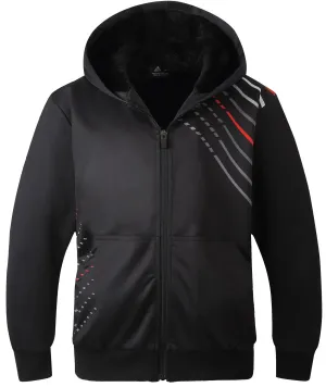 Men's Black Full Zip Up Fleece Hoodie-ZPK006370