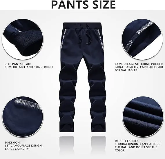 Men's Camouflage Tracksuit Zip Coat Winter Thick Fleece Hooded Jacket Pants Sweat Suit