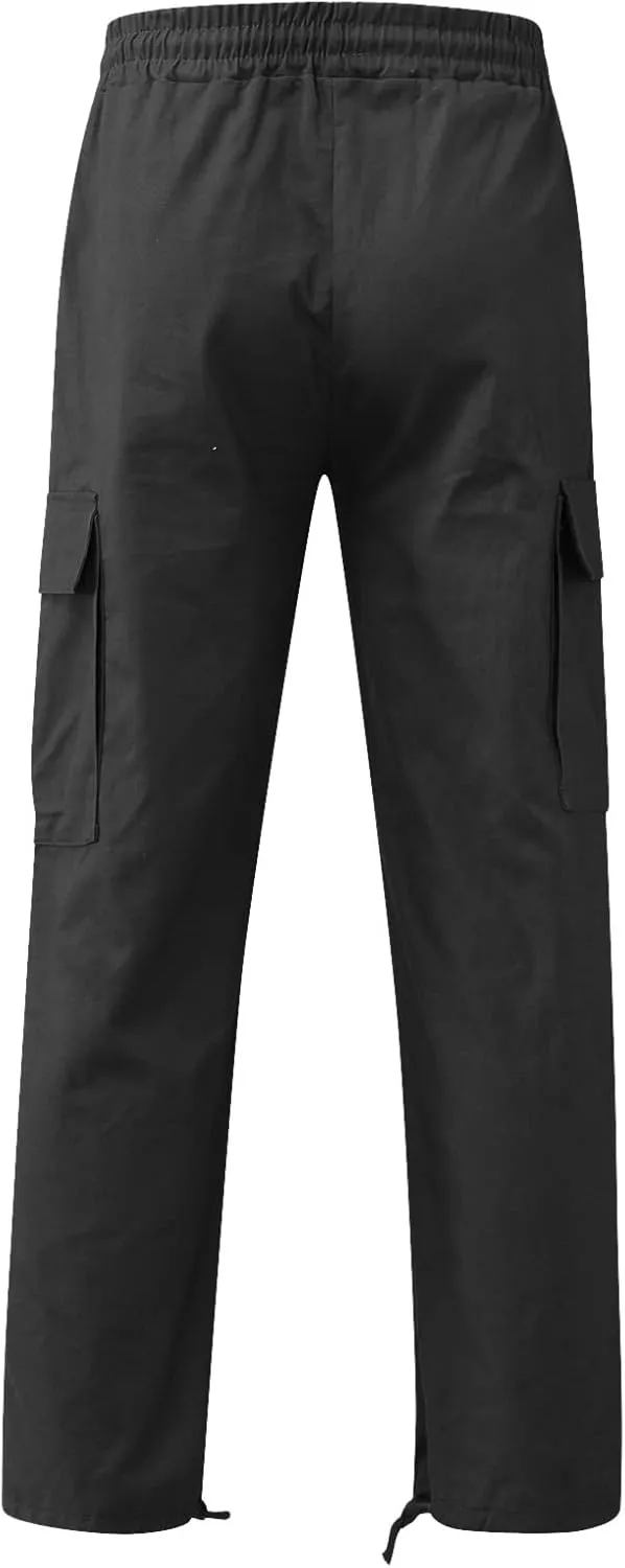 Men's Cargo Joggers Sweatpants Casual Drawstring Elastic Waist Gym Athletic Baggy Sweat Pants for Men with Pockets