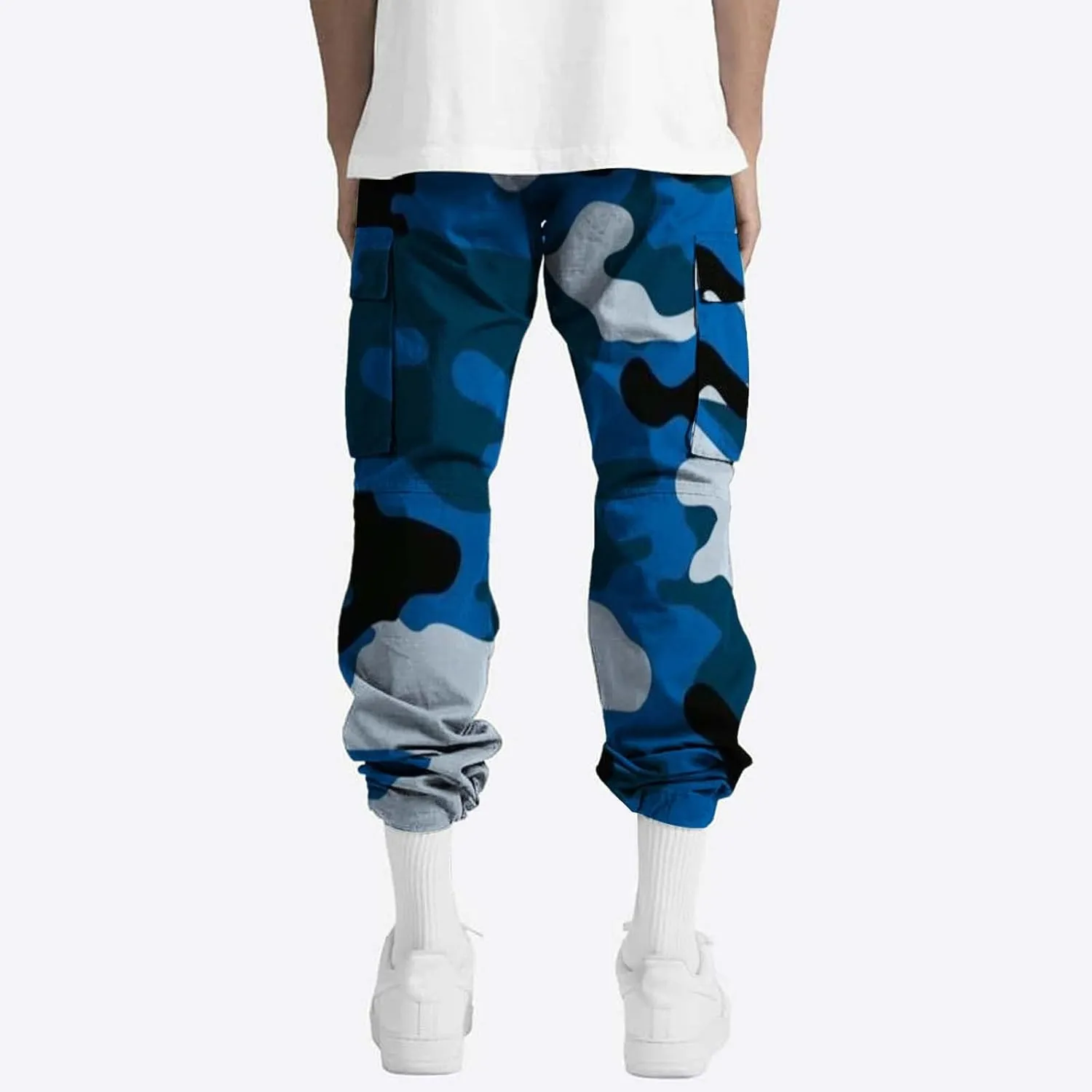 Men's Cotton Casual Sweatpants Color Pocket Trousers Loose Sports Trousers Sweatpants Track Training Athletic Jogger