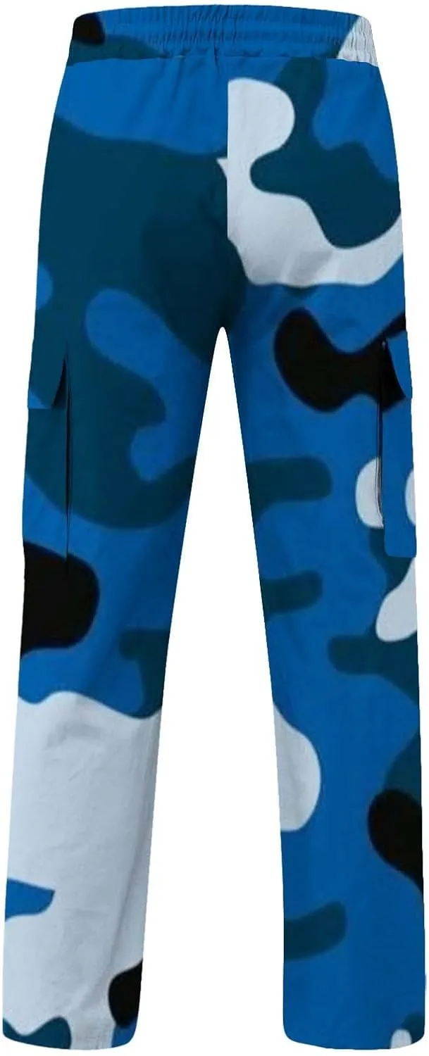 Men's Cotton Casual Sweatpants Color Pocket Trousers Loose Sports Trousers Sweatpants Track Training Athletic Jogger
