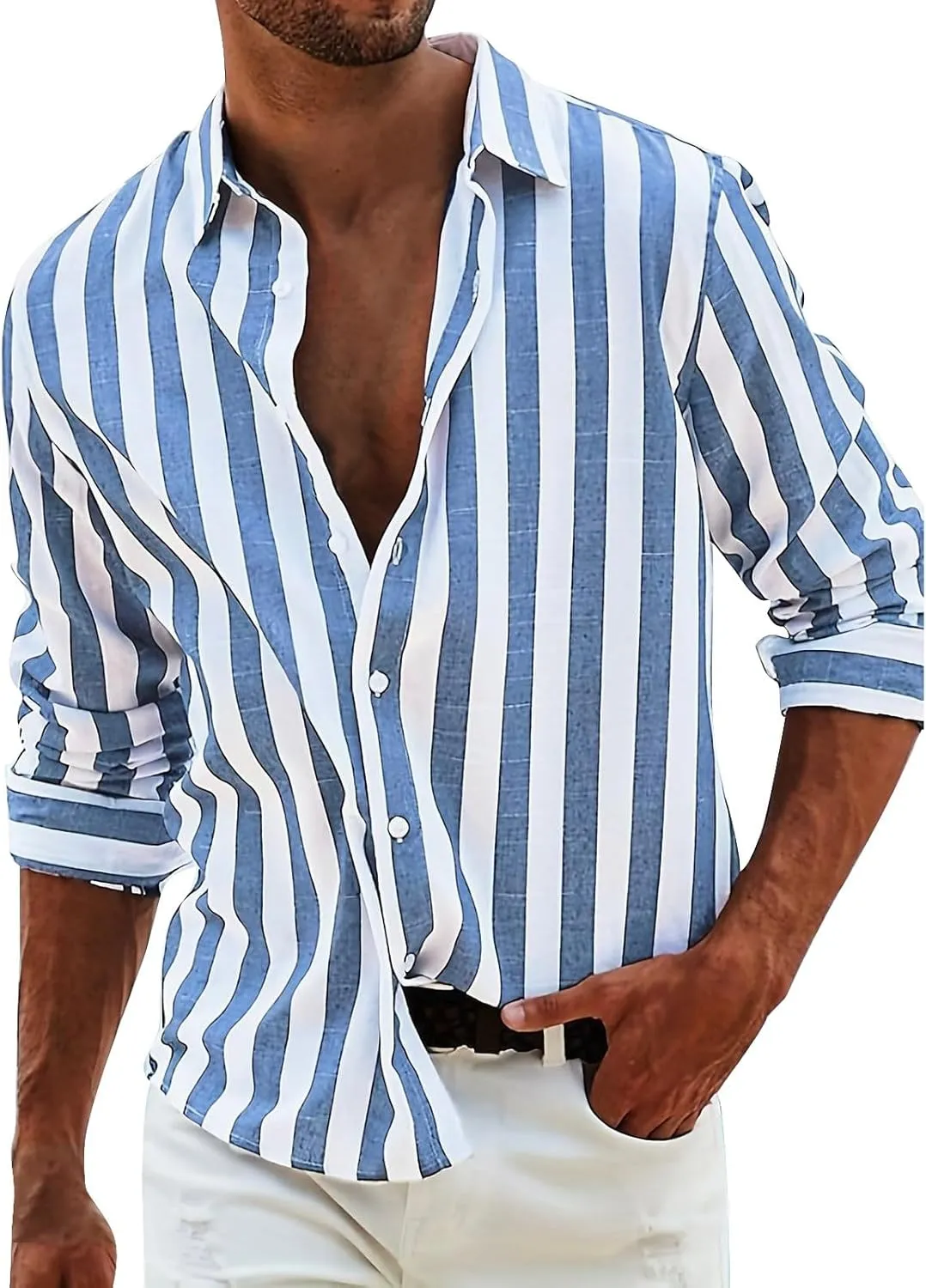 Mens Cotton Linen Henley Shirts Roll-up Long Sleeve Hip Hop Casual Quarter Button Summer Yoga Beach Vacation Tops