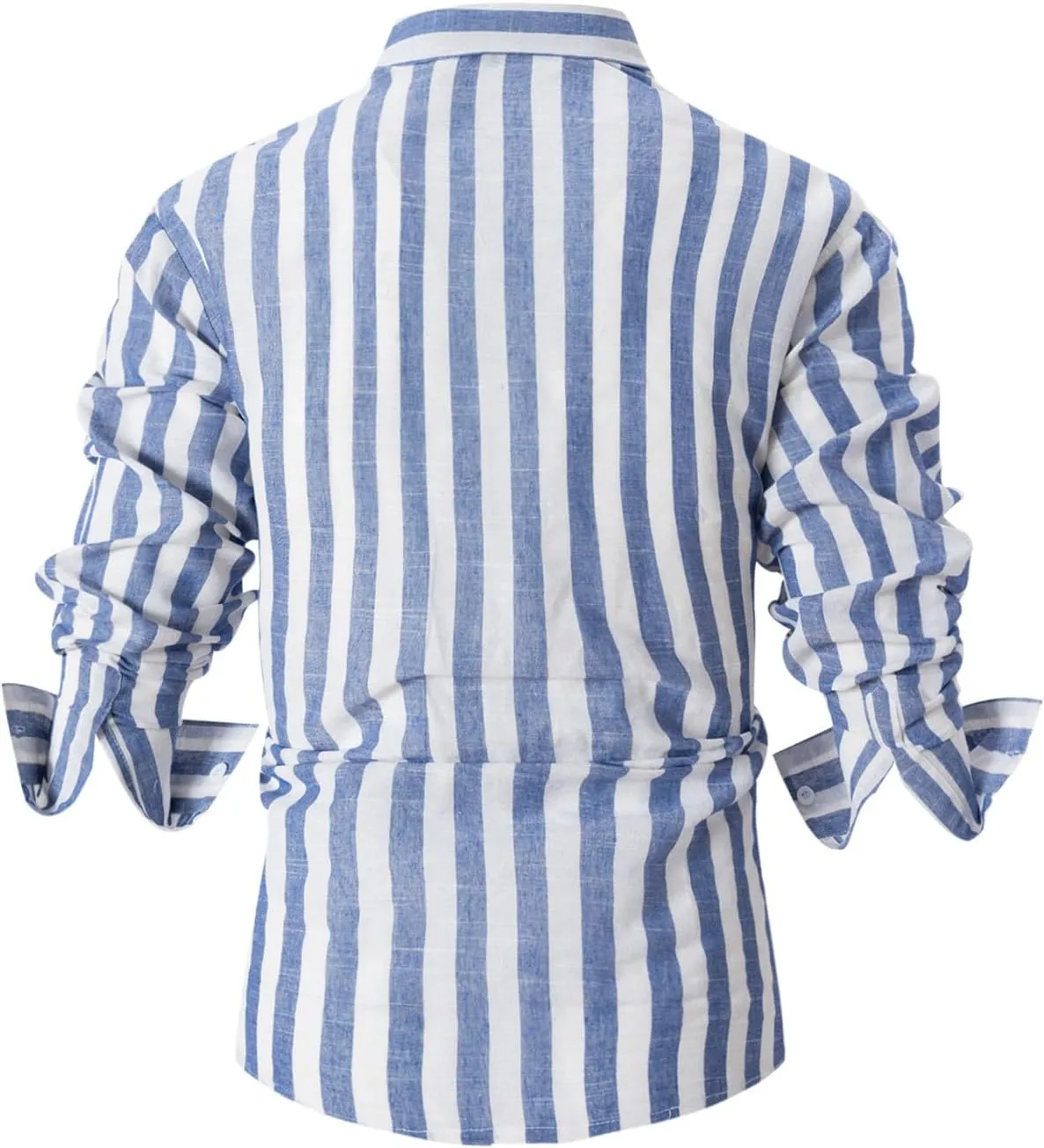 Mens Cotton Linen Henley Shirts Roll-up Long Sleeve Hip Hop Casual Quarter Button Summer Yoga Beach Vacation Tops