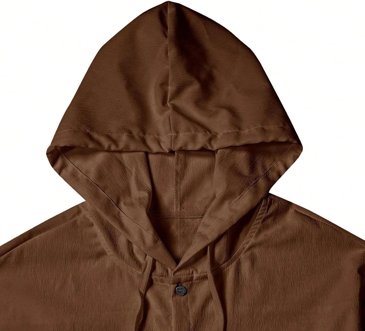 Men's Cotton Linen Shirts with Hood Long Sleeve Lace Up Button Down Shirt Quick Dry Boho Summer Beach Hipster Hoodies