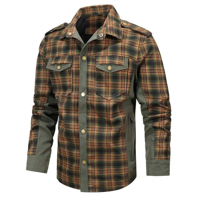 Men's Fashion Casual Plaid Shirt Jacket - Youth Style