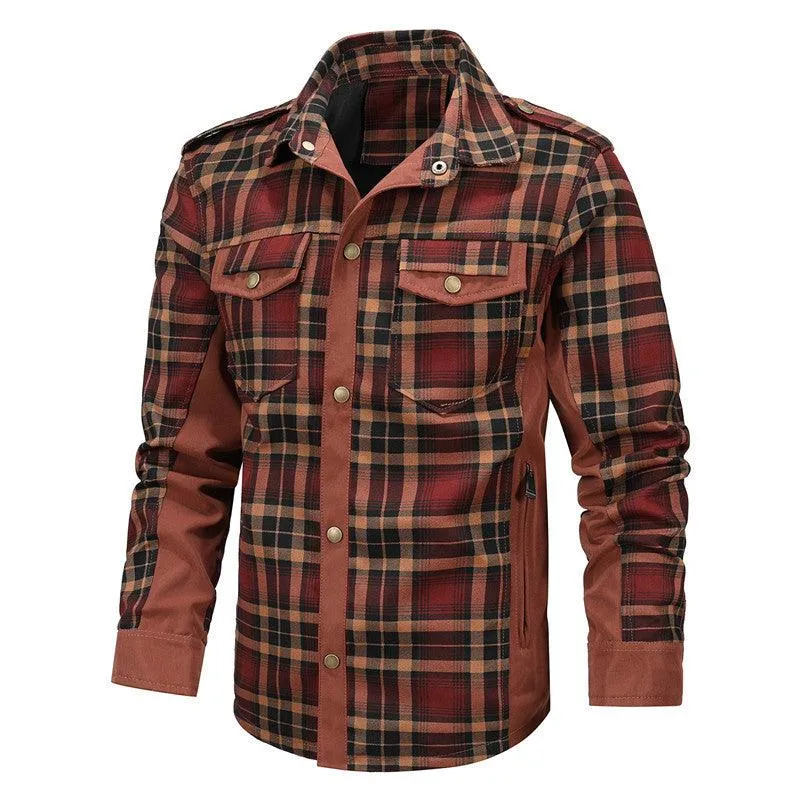 Men's Fashion Casual Plaid Shirt Jacket - Youth Style