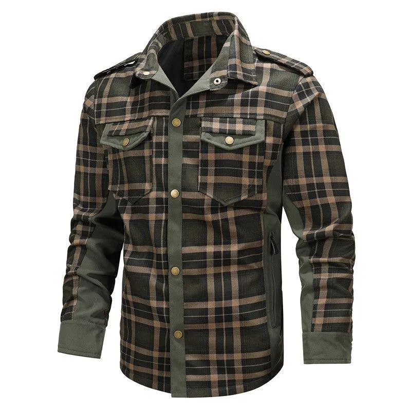 Men's Fashion Casual Plaid Shirt Jacket - Youth Style
