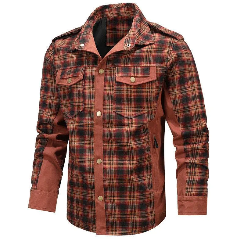 Men's Fashion Casual Plaid Shirt Jacket - Youth Style