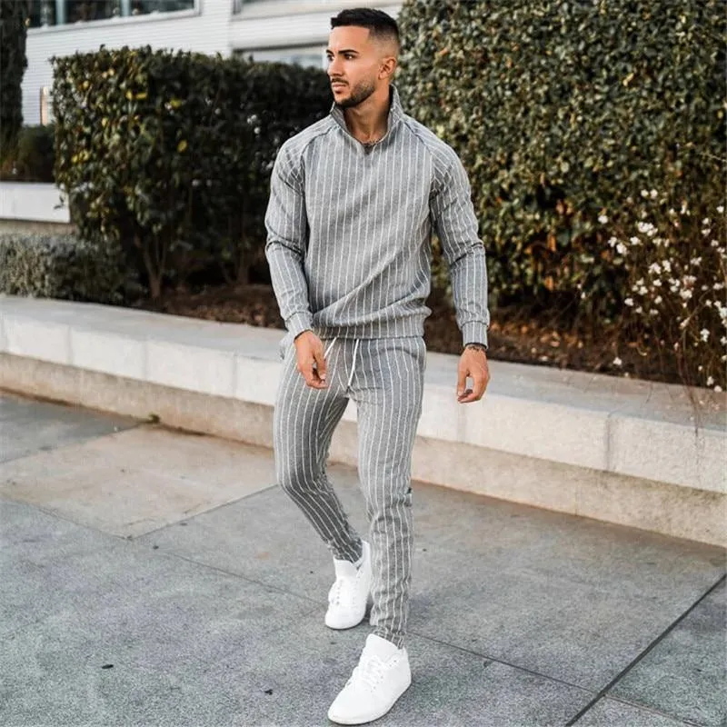 Men's Fashion Spring Casual Striped Suit