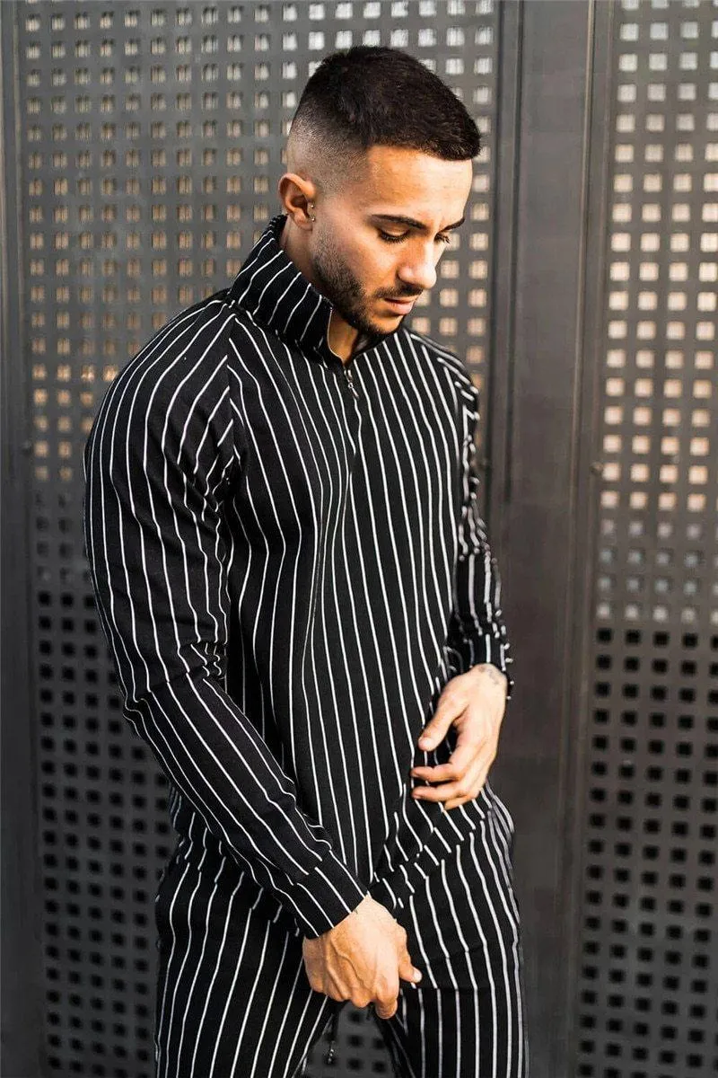 Men's Fashion Spring Casual Striped Suit