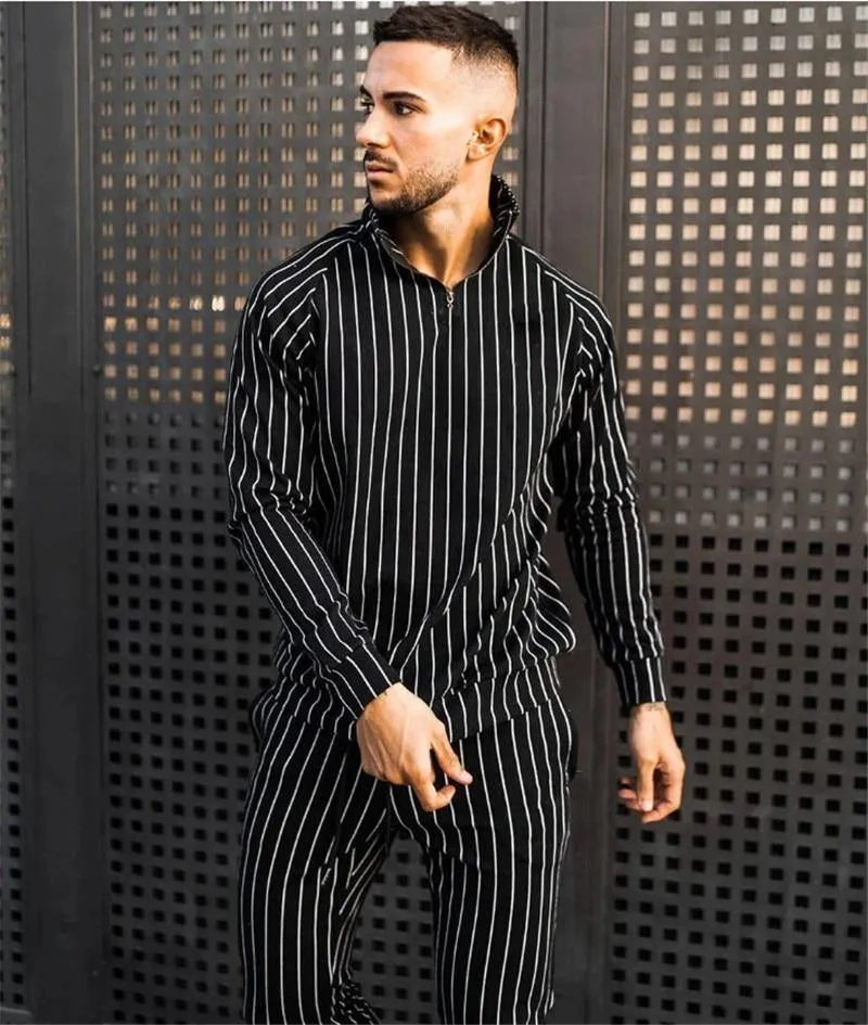 Men's Fashion Spring Casual Striped Suit