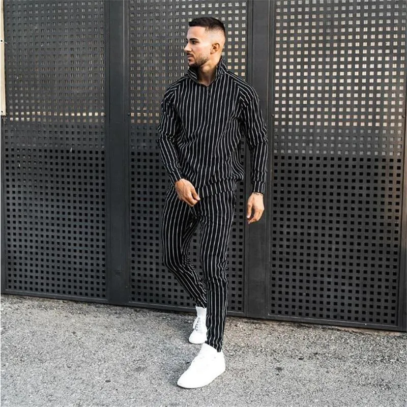 Men's Fashion Spring Casual Striped Suit