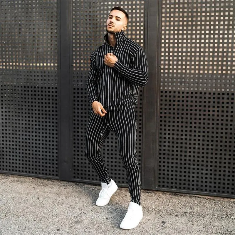 Men's Fashion Spring Casual Striped Suit