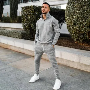 Men's Fashion Spring Casual Striped Suit