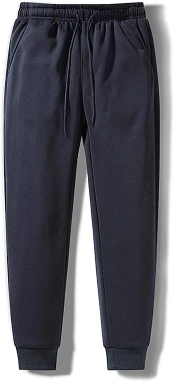 Men's Fleece Pants Winter Warm Joggers Trousers Active Sherpa Lined Sweatpants Straight Leg Pants with Pockets