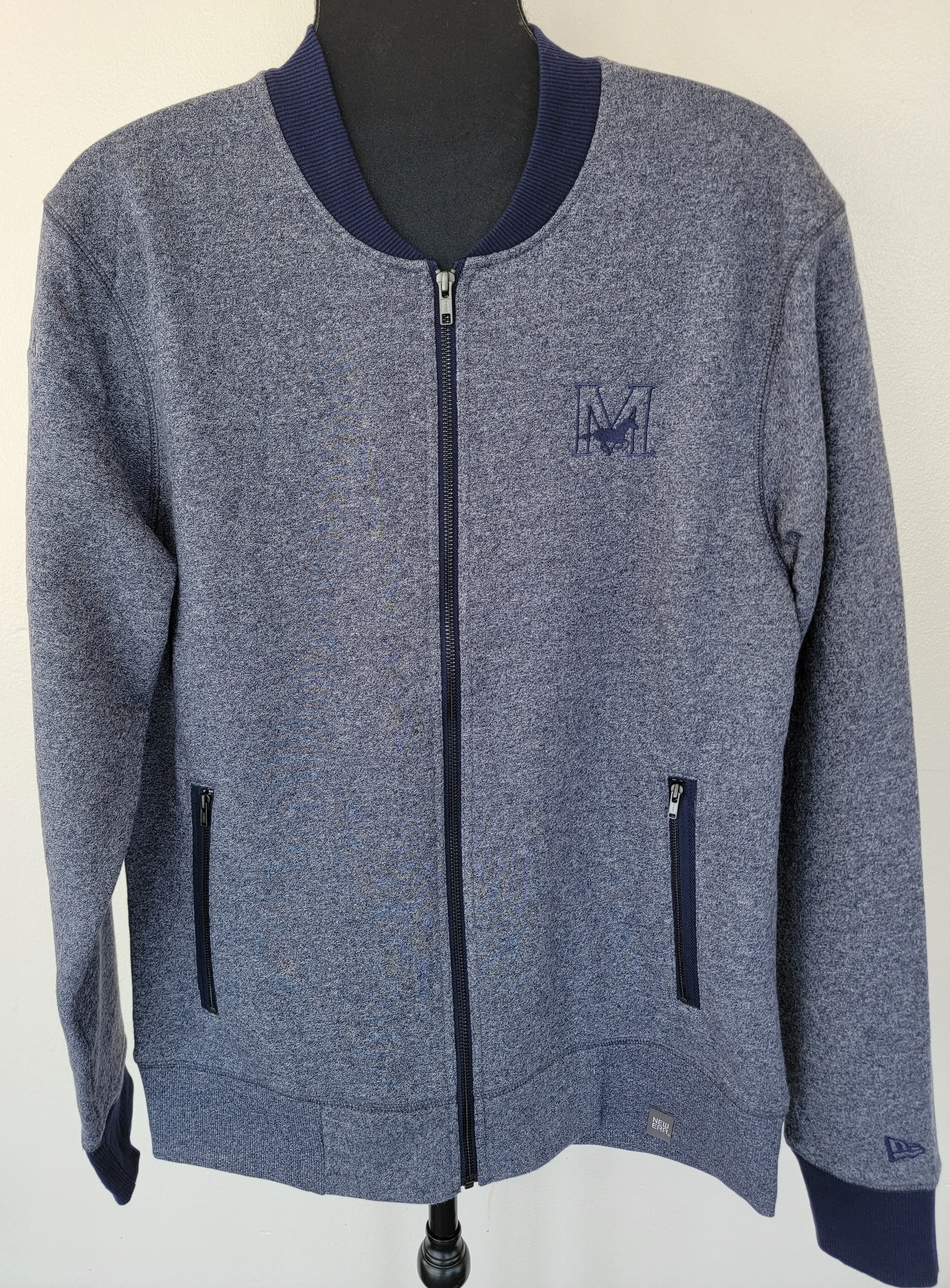 Men's Full Zip Baseball Jacket Navy/Navy Twist