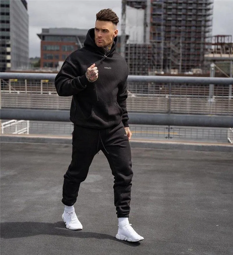 Men's Hooded Athletic Tracksuit Set