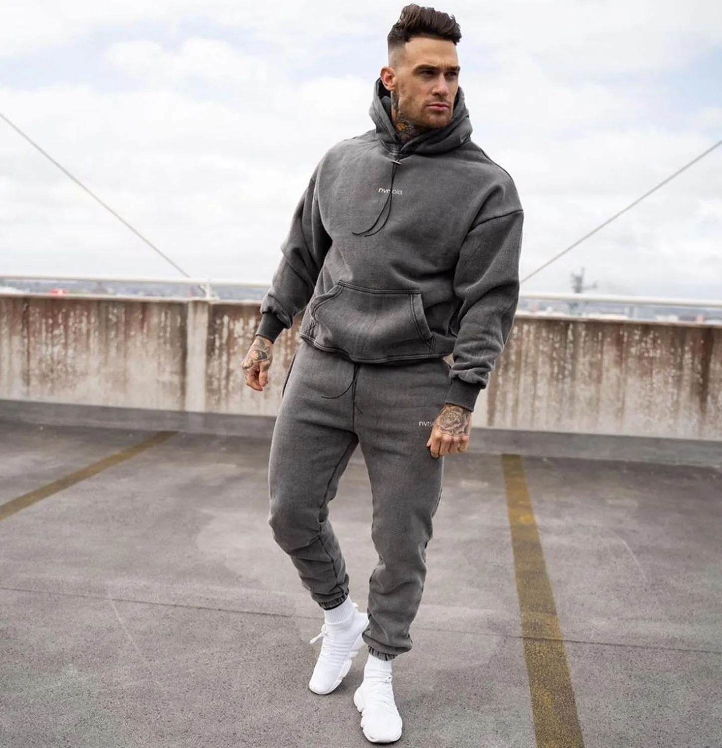 Men's Hooded Athletic Tracksuit Set