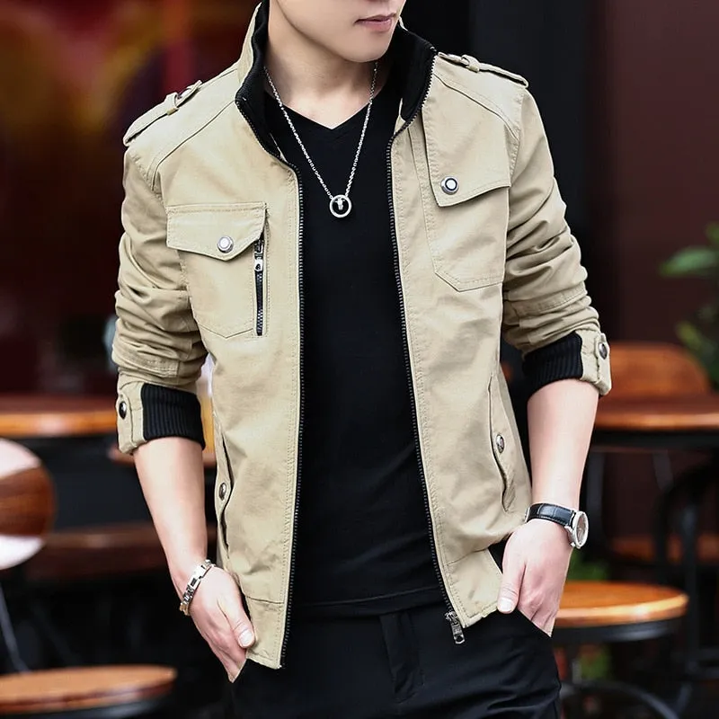 Mens Jacket Fashion Army Military Jacket Man Coats Bomber Jacket Stand Male Casual Coats Streetwear Chamarras Para Hombre oversized
