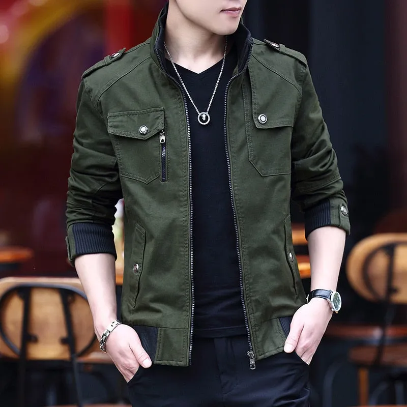 Mens Jacket Fashion Army Military Jacket Man Coats Bomber Jacket Stand Male Casual Coats Streetwear Chamarras Para Hombre oversized