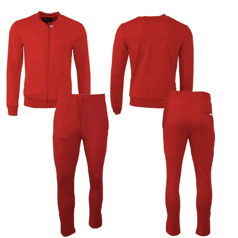 Men's Jogger 2-Piece Set Full Zip Solid Long Sleeve & Drawstring Pant Tracksuit