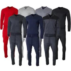 Men's Jogger 2-Piece Set Full Zip Solid Long Sleeve & Drawstring Pant Tracksuit