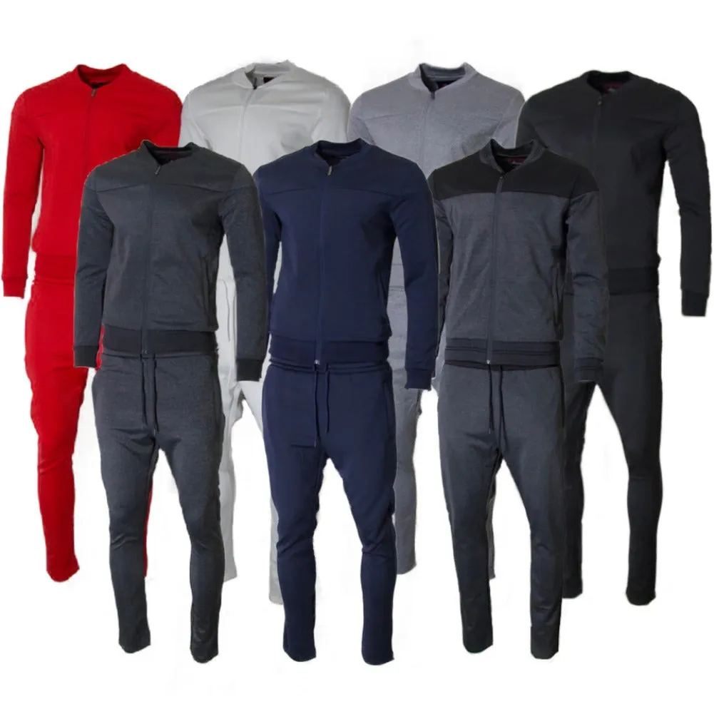 Men's Jogger 2-Piece Set Full Zip Solid Long Sleeve & Drawstring Pant Tracksuit