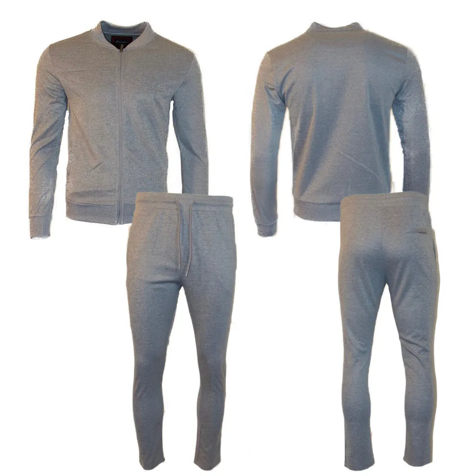Men's Jogger 2-Piece Set Full Zip Solid Long Sleeve & Drawstring Pant Tracksuit