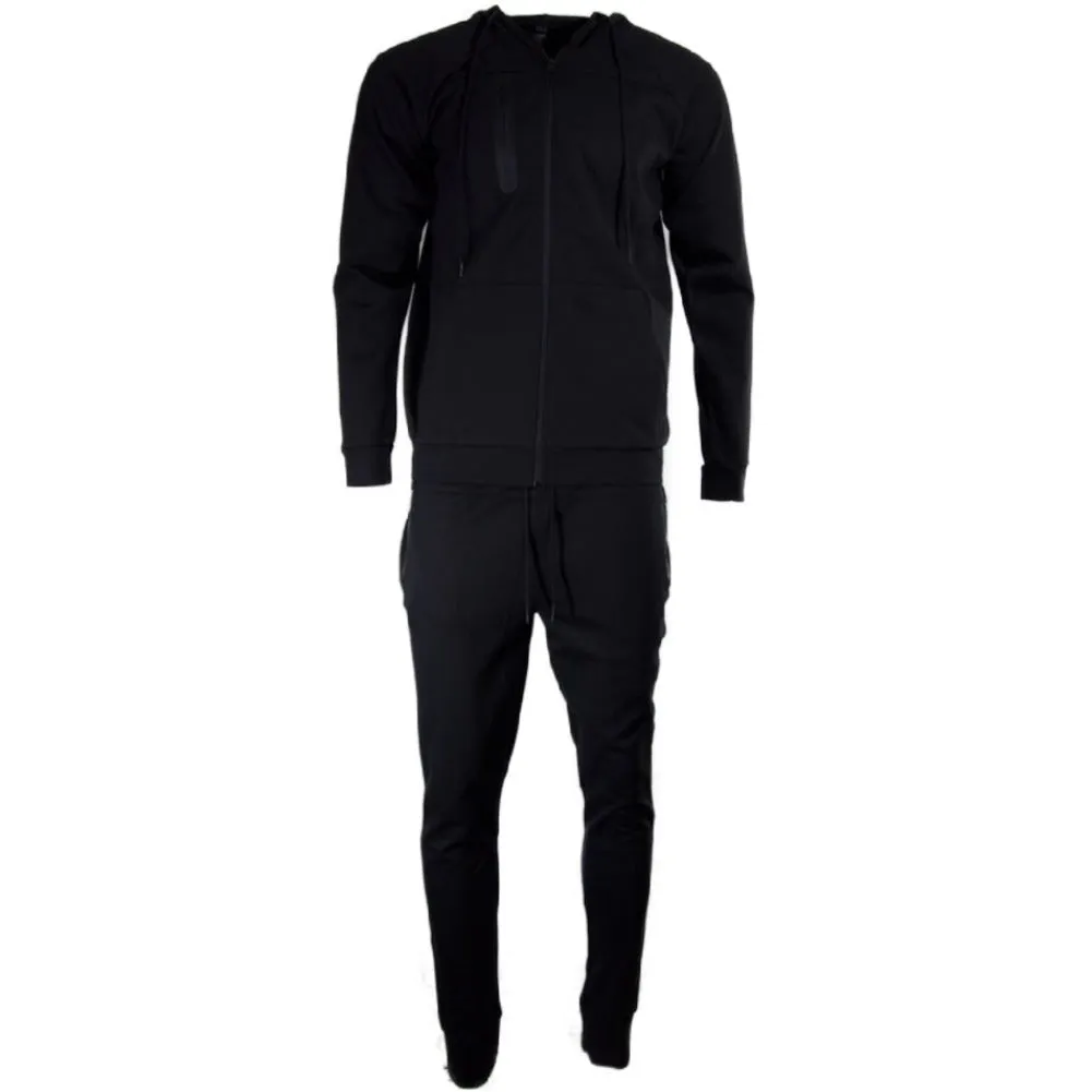 Men's Jogger Set Two Piece Pant and Hoodie Front Pocket Zip Up Tracksuit Set