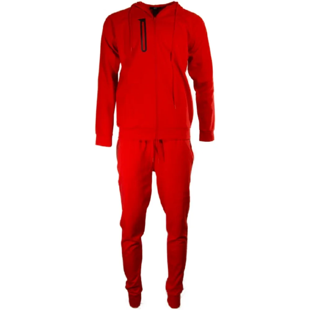 Men's Jogger Set Two Piece Pant and Hoodie Front Pocket Zip Up Tracksuit Set