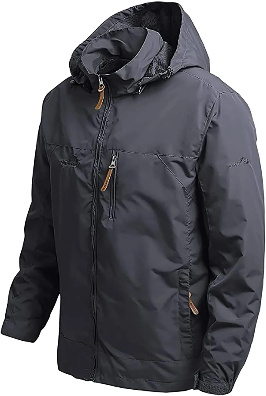 Men's Lightweight Rain Jacket Waterproof Raincoat Windbreaker Hooded Outdoor Shell Jacket for Hiking Work