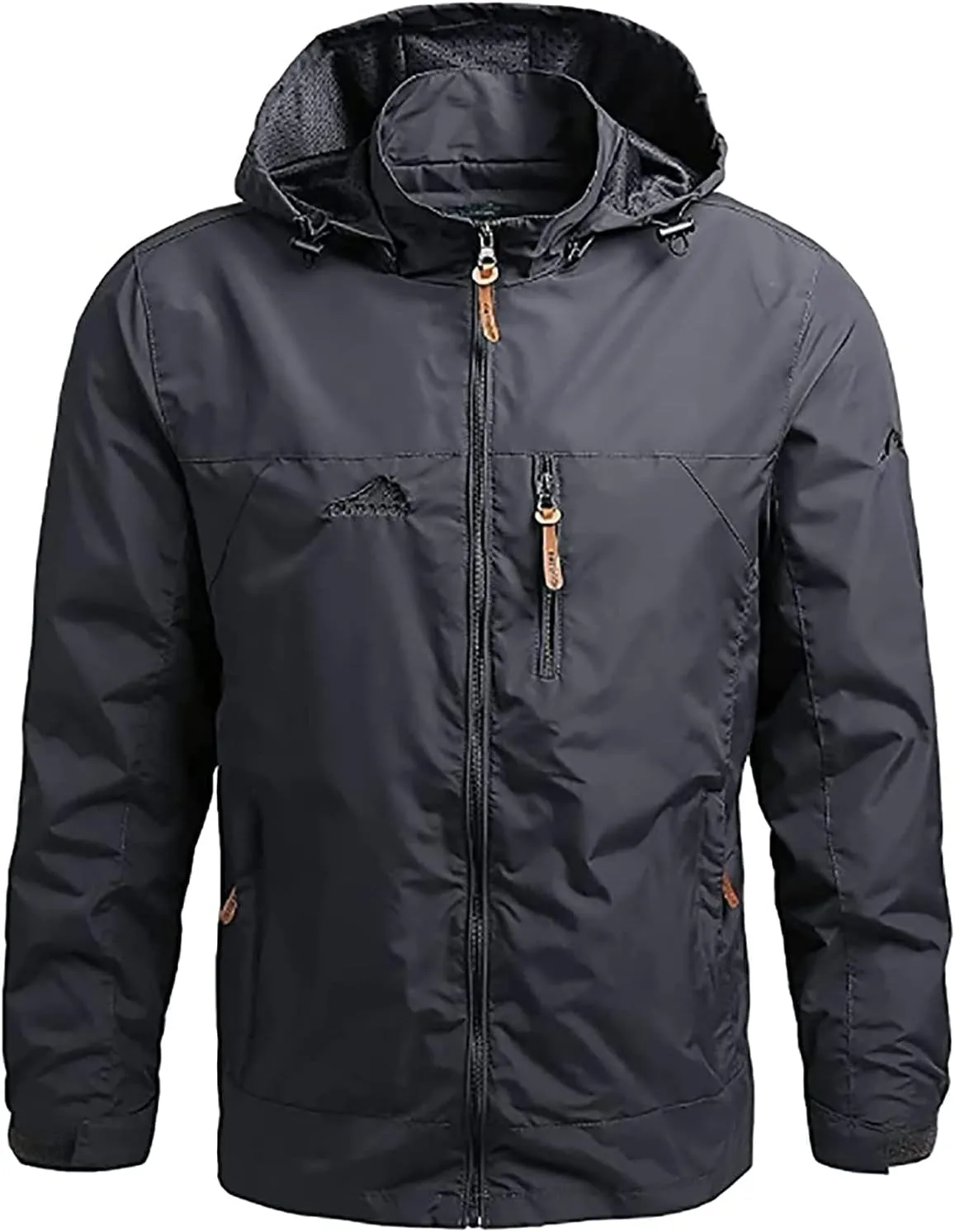Men's Lightweight Rain Jacket Waterproof Raincoat Windbreaker Hooded Outdoor Shell Jacket for Hiking Work