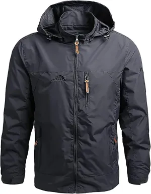 Men's Lightweight Rain Jacket Waterproof Raincoat Windbreaker Hooded Outdoor Shell Jacket for Hiking Work