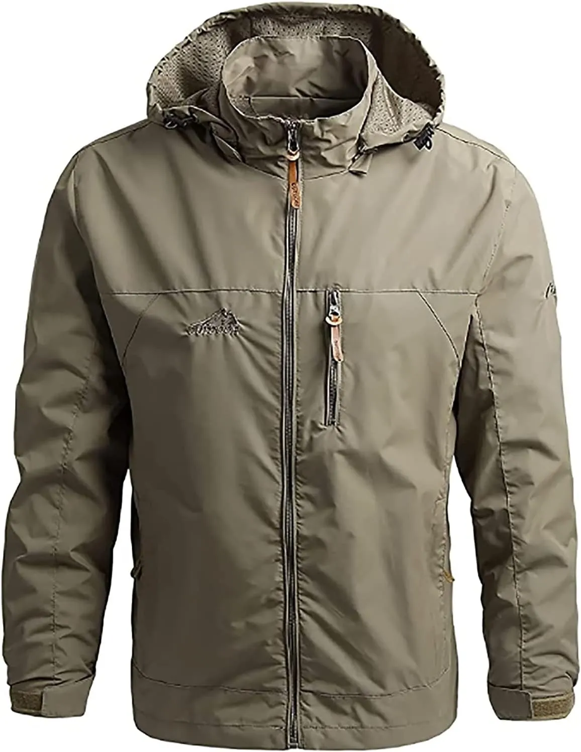 Men's Lightweight Rain Jacket Waterproof Raincoat Windbreaker Hooded Outdoor Shell Jacket for Hiking Work