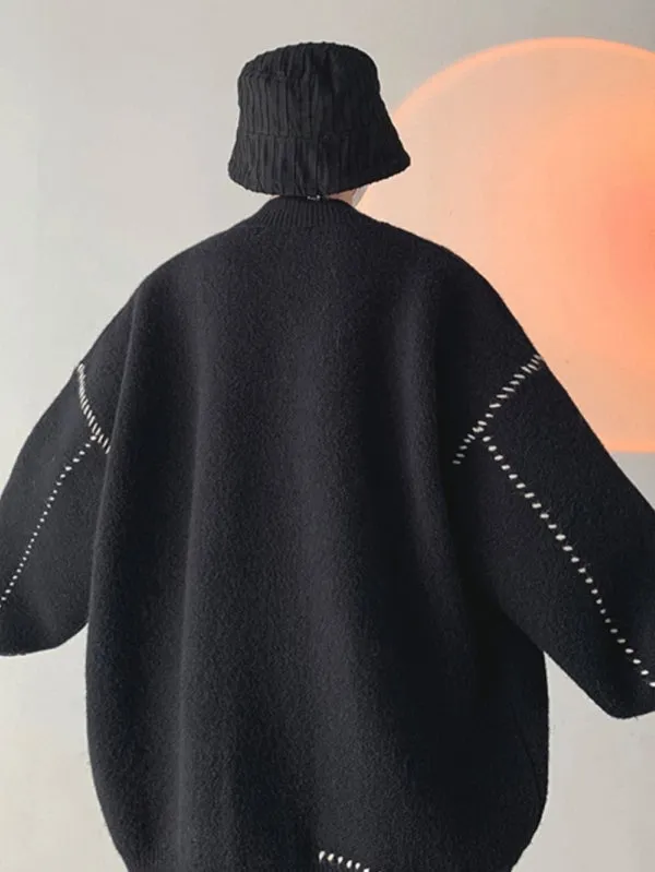 Men's Loose V-Neck Knitted Cardigan Sweater