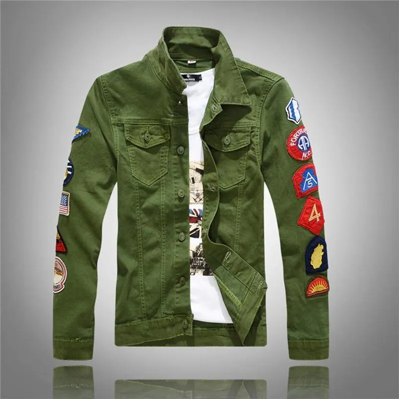 Men's Patchwork Design Slim Fit Denim Jacket
