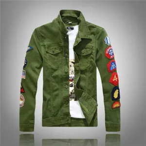 Men's Patchwork Design Slim Fit Denim Jacket