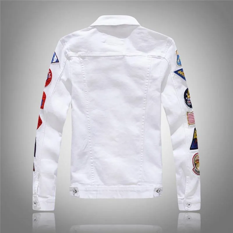Men's Patchwork Design Slim Fit Denim Jacket