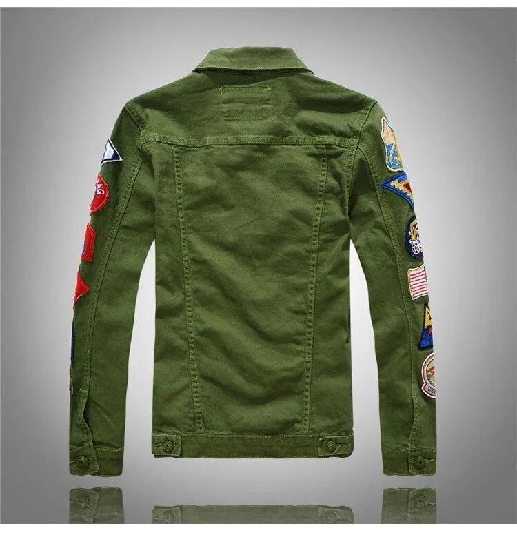Men's Patchwork Design Slim Fit Denim Jacket