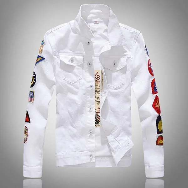 Men's Patchwork Design Slim Fit Denim Jacket