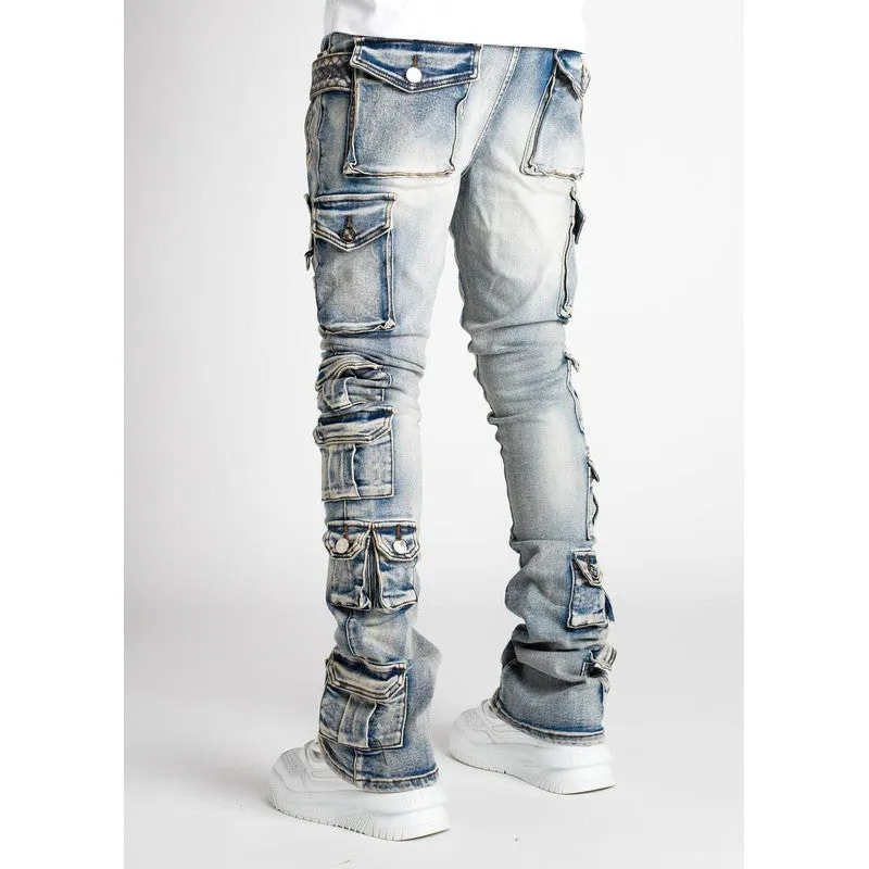 Men's Powder Blue Tactical Stacked Denim