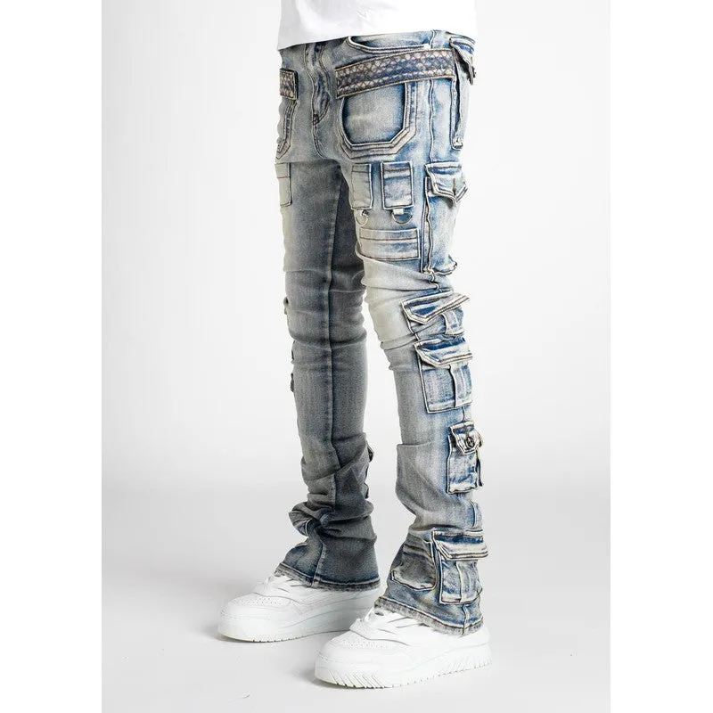 Men's Powder Blue Tactical Stacked Denim