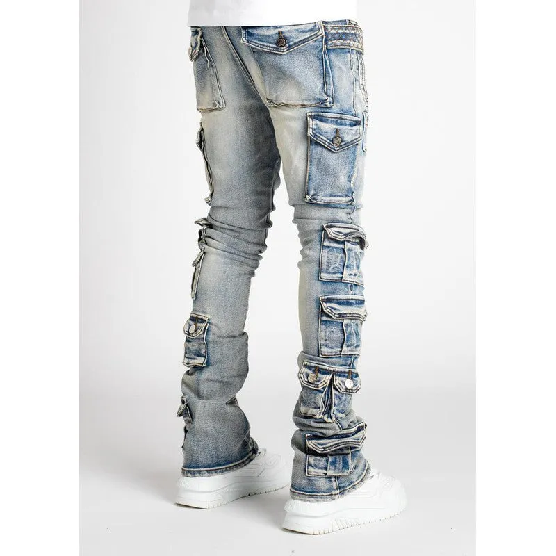 Men's Powder Blue Tactical Stacked Denim